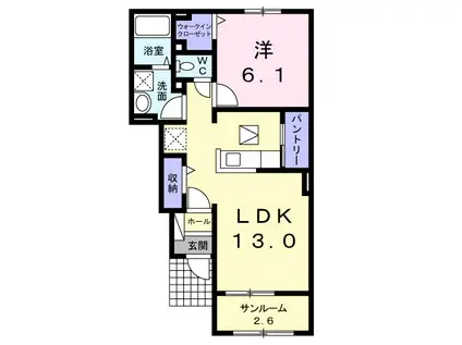 サン・ボヌール国母Ⅱ(1LDK/1階)の間取り写真