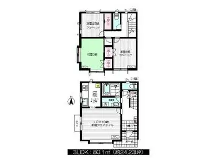小田急電鉄小田原線 祖師ケ谷大蔵駅 徒歩9分 2階建 築38年(3LDK)の間取り写真
