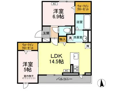 DーROOM戎町(2LDK/3階)の間取り写真