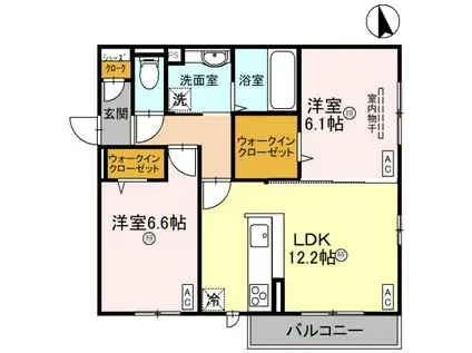 CASA 二色浜(2LDK/2階)の間取り写真