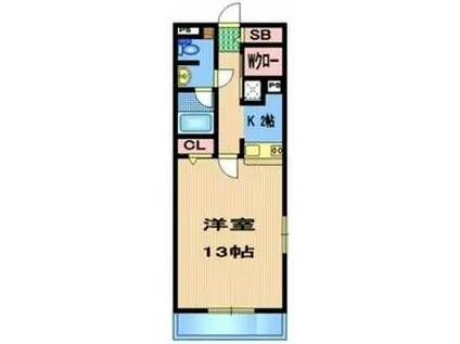 グランツ白岡(1K/1階)の間取り写真