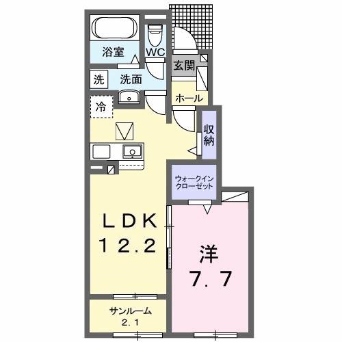 ヴィラ シルク Ⅰ(1LDK/1階)の間取り写真