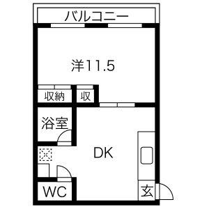 桜通コーポ(1DK/2階)の間取り写真