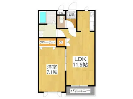 クラウドヒルズ(1LDK/3階)の間取り写真