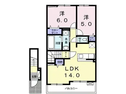 MTIハイツ Ⅵ A(2LDK/2階)の間取り写真