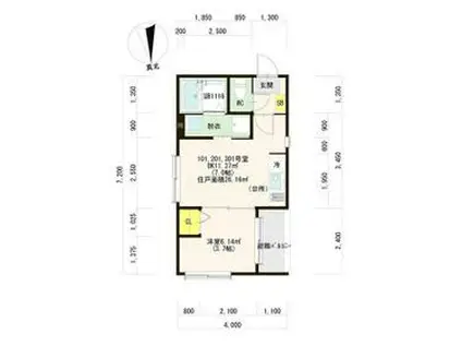 ハーモニーテラス中宮Ⅱ(1DK/1階)の間取り写真