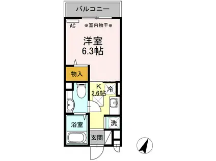 ゴールドヒルズ(1K/1階)の間取り写真