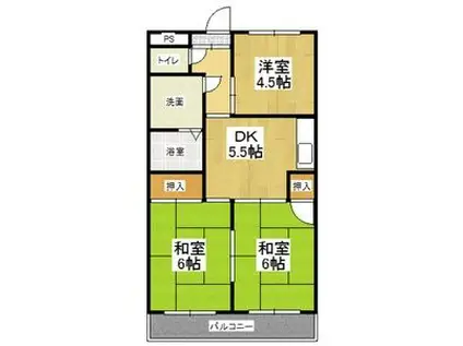 アバンハウスⅠ(3DK/4階)の間取り写真