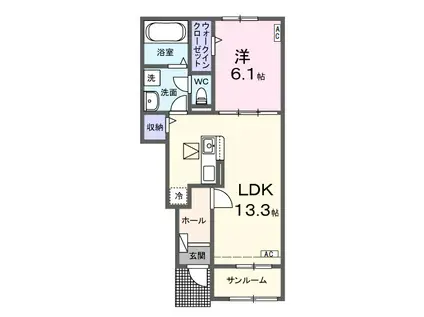 クレール・実(1LDK/1階)の間取り写真