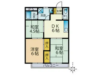 リバーサイド荒津(3DK/2階)の間取り写真