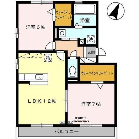 ロイヤルガーデン染地台B(2LDK/3階)の間取り写真
