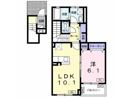 東海道本線 西岐阜駅 徒歩17分 3階建 築2年(1LDK/2階)の間取り写真