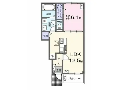 サンコーポ八代Ⅲ(1LDK/1階)の間取り写真