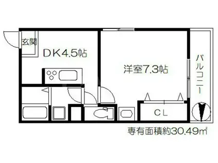 藤アパート(1DK/2階)の間取り写真