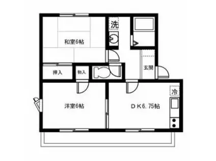 メゾンハーベスト A棟(2DK/2階)の間取り写真