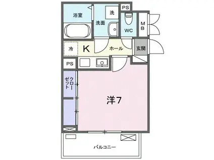 アミーゴⅢ(1K/3階)の間取り写真