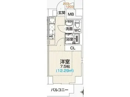 RESIDENCE RAMIA&初回保証料&火災保険料1年分負担(1K/8階)の間取り写真