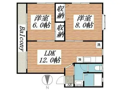 レインテッドハウスC(2LDK/1階)の間取り写真