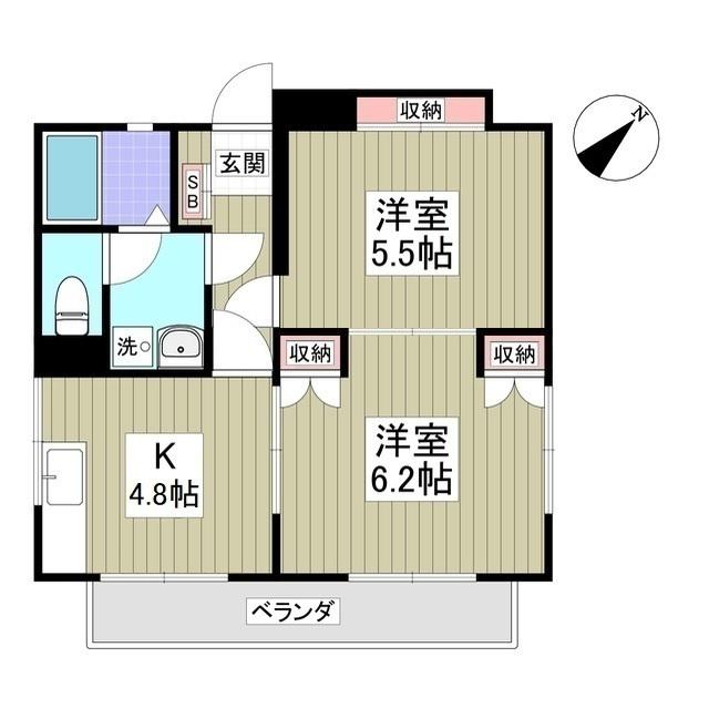 メゾンド・ロワール花垣(2K/2階)の間取り写真