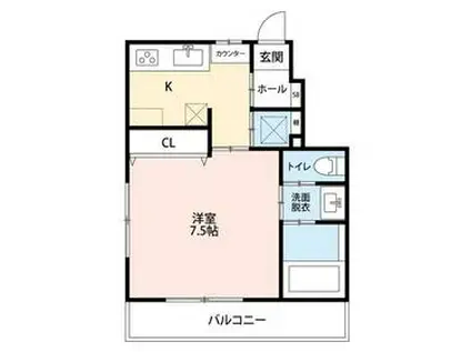 ドミール西初石A棟(1K/1階)の間取り写真