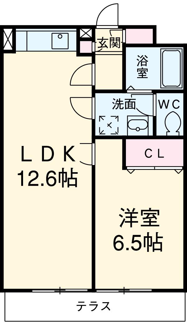 ガーデンパレス桜山(1LDK/1階)の間取り写真