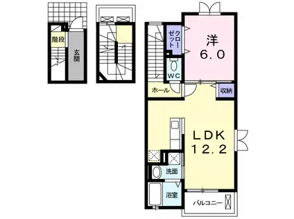 パーシモンⅠ(1LDK/3階)の間取り写真