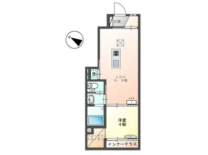 リューベⅡ(1LDK/1階)の間取り写真
