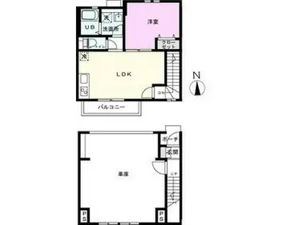 プレミアガレージ川口石神Ⅱ(1LDK/1階)の間取り写真