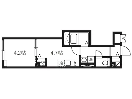 エルファーロ神楽坂2(1DK/2階)の間取り写真