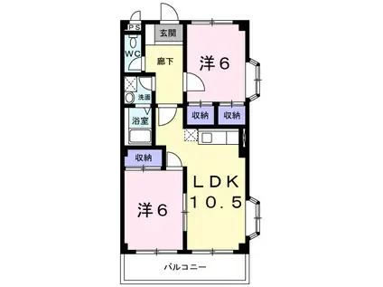 ファインパーク松ヶ瀬A棟(2LDK/4階)の間取り写真