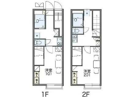 レオパレスHSI RIVERⅡ(1K/1階)の間取り写真