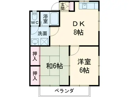 第5シルクロードハイツ(2DK/1階)の間取り写真