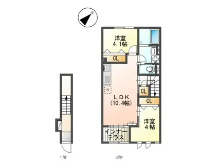 ラヴィグレイス(2LDK/2階)の間取り写真