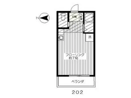 ハウスツクバネ(ワンルーム/2階)の間取り写真