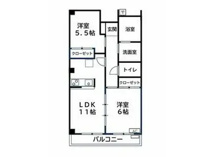 レジデンス浪漫(2LDK/2階)の間取り写真