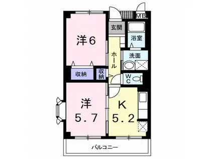 リヴェール習志野(2K/1階)の間取り写真