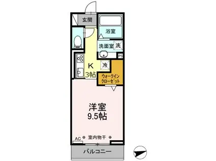 近鉄湯の山線 伊勢松本駅 徒歩9分 3階建 築6年(1K/3階)の間取り写真