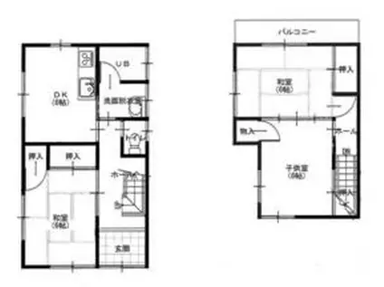 東武伊勢崎・大師線 越谷駅 徒歩4分 2階建 築35年(3DK)の間取り写真