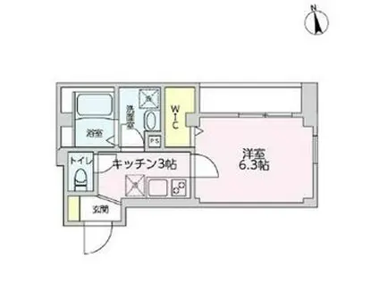 ヴィレッジシノ(1K/3階)の間取り写真