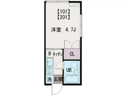 コーポ玉川(1K/1階)の間取り写真