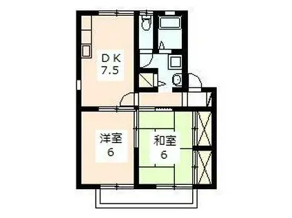 アンボメールA(2DK/2階)の間取り写真