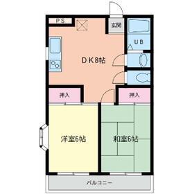 コスモプレイス北原台Ⅰ(2DK/2階)の間取り写真