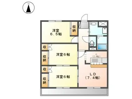ヴァンヴェール五明 A棟(3LDK/3階)の間取り写真