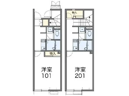 レオネクストブルーリーフ(1K/2階)の間取り写真