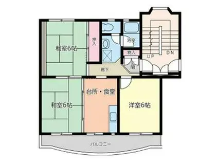 コーポ一色(3DK/4階)の間取り写真