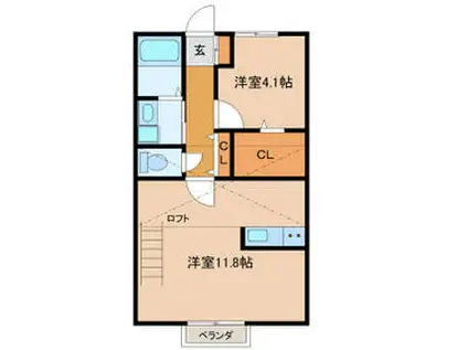 カーム一宮(1LDK/2階)の間取り写真