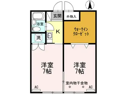 ハイツ井上C(2K/2階)の間取り写真