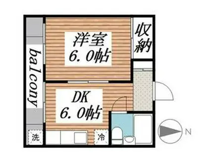 西部第三ハイツ(1DK/2階)の間取り写真