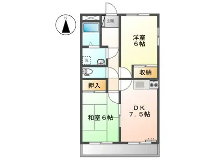 ラブリーハウスⅡ番館・Ⅲ番館(2DK/1階)の間取り写真