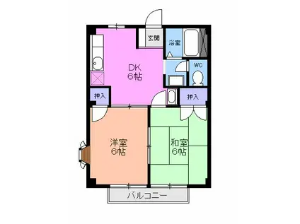 ミサキハイツⅡ(1LDK/1階)の間取り写真